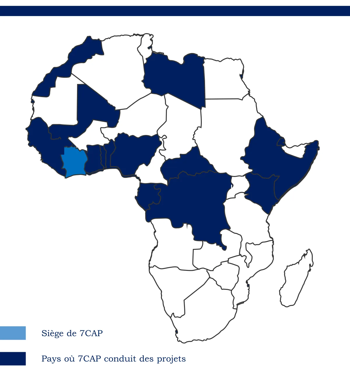 Couverture géographique 7CAP — 22 pays en Afrique